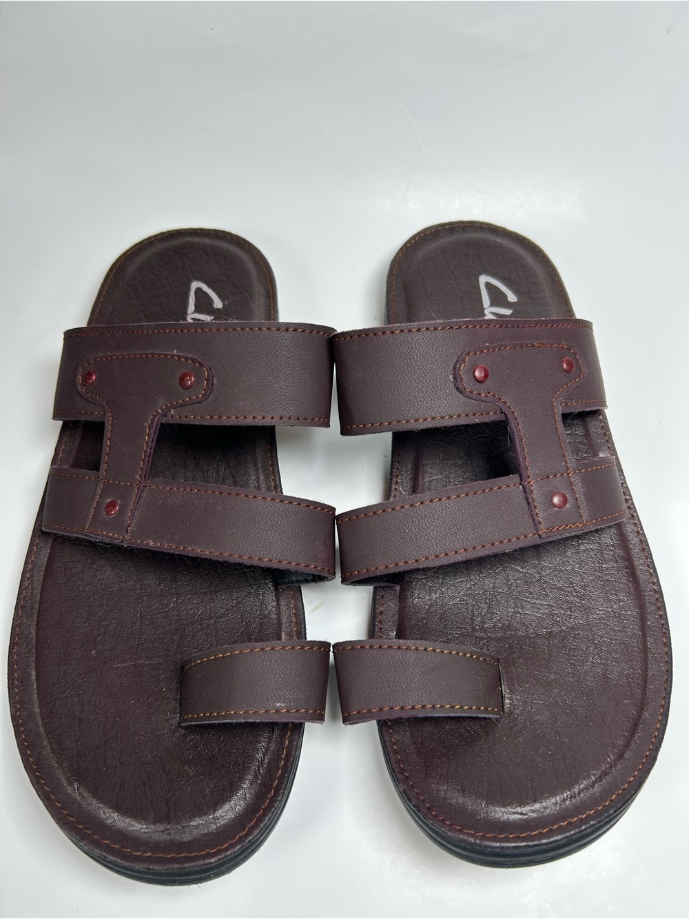 Brown Three-Strap Slide Sandals Size EU 40 (US Men's 7.5)
